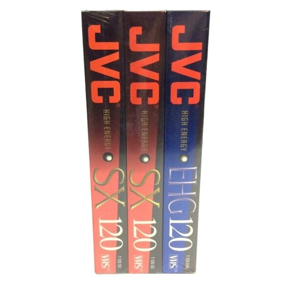 JVC VHS Video Tapes 3 Pack: 1 T-120 EHG & 2 T-120 SX High Energy Factory Sealed - Picture 4 of 4